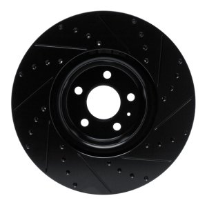 Audi S5 Sportback Brake Rotor (1) - Front Left - R1 Concepts - Drilled & Slotted - Black - `18-`25